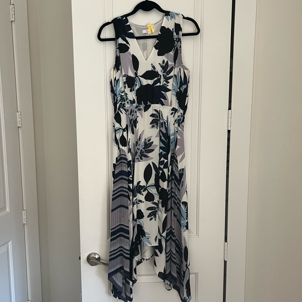 Parker asymmetrical vneck midi dress